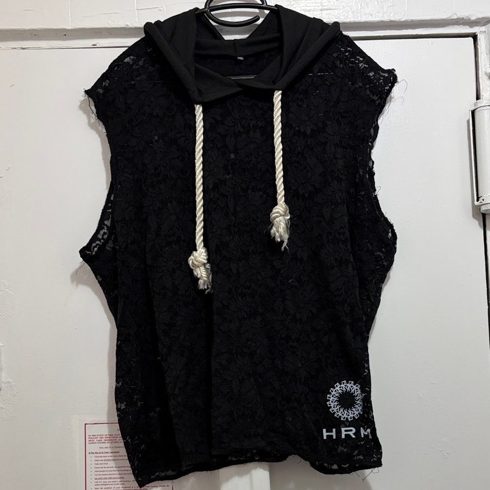 Black Sleeveless Sweater with Hood